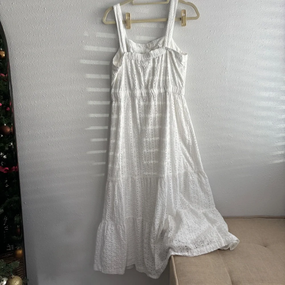 GAP Apron Eyelet Maxi Dress in Optic White - Size 12 - Picture 6 of 9